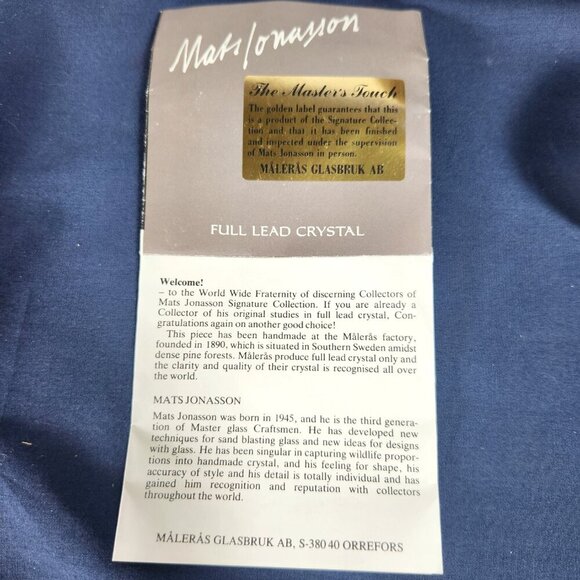 Mats Jonasson Lead Crystal Owl Paperweight Signature Collection Made in Sweden - Picture 10 of 12